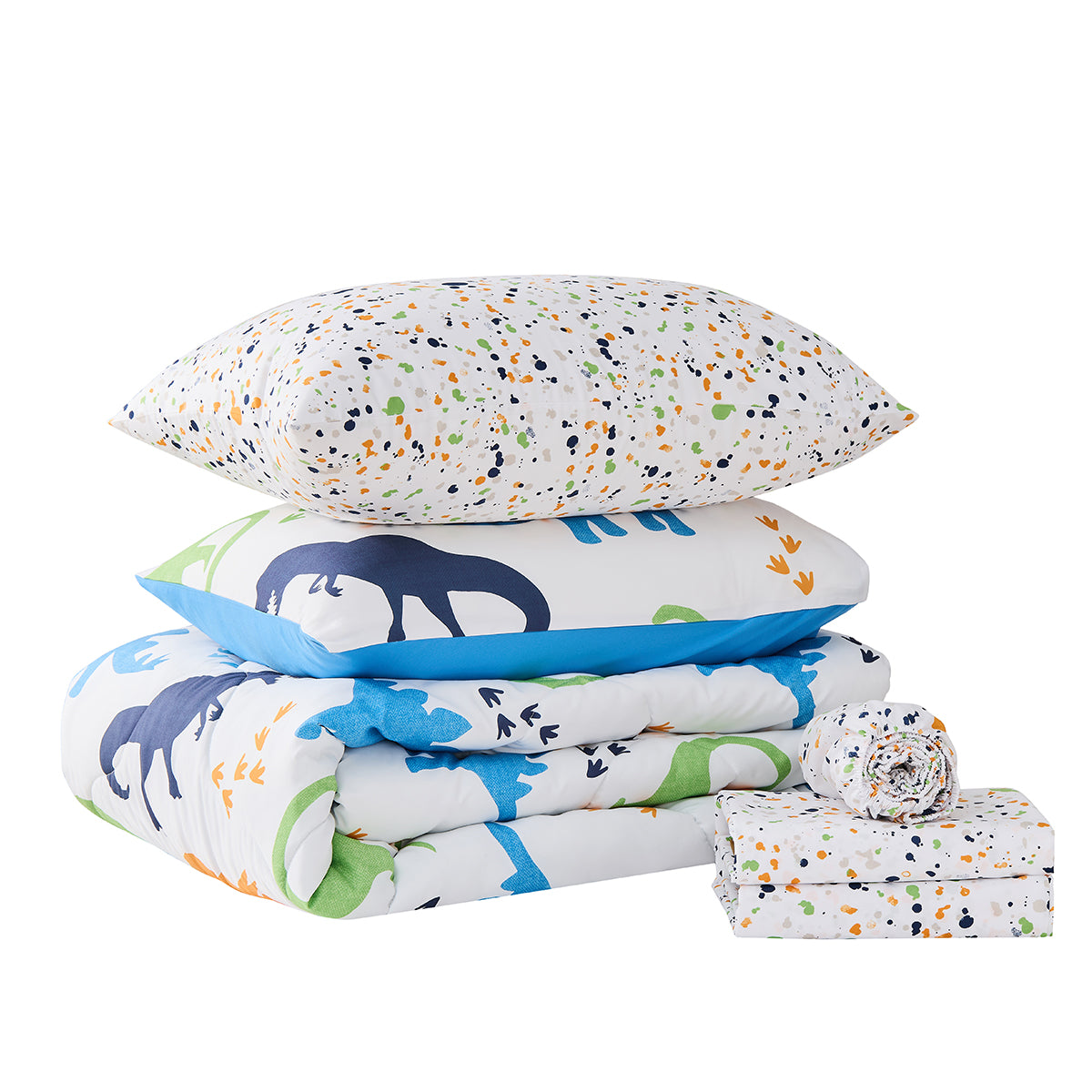 Colorful Dinosaurs Bedding Comforter with Sheet Set