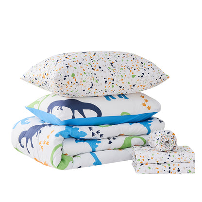 Colorful Dinosaurs Bedding Comforter with Sheet Set