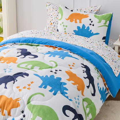 Colorful Dinosaurs Bedding Comforter with Sheet Set