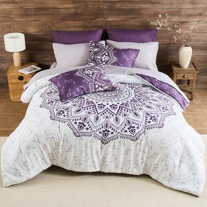 Oversized Medallion Print Comforter Set with Sheets and Side Pockets