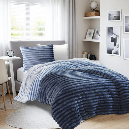Fluffy Ribbed Plush Comforter Set
