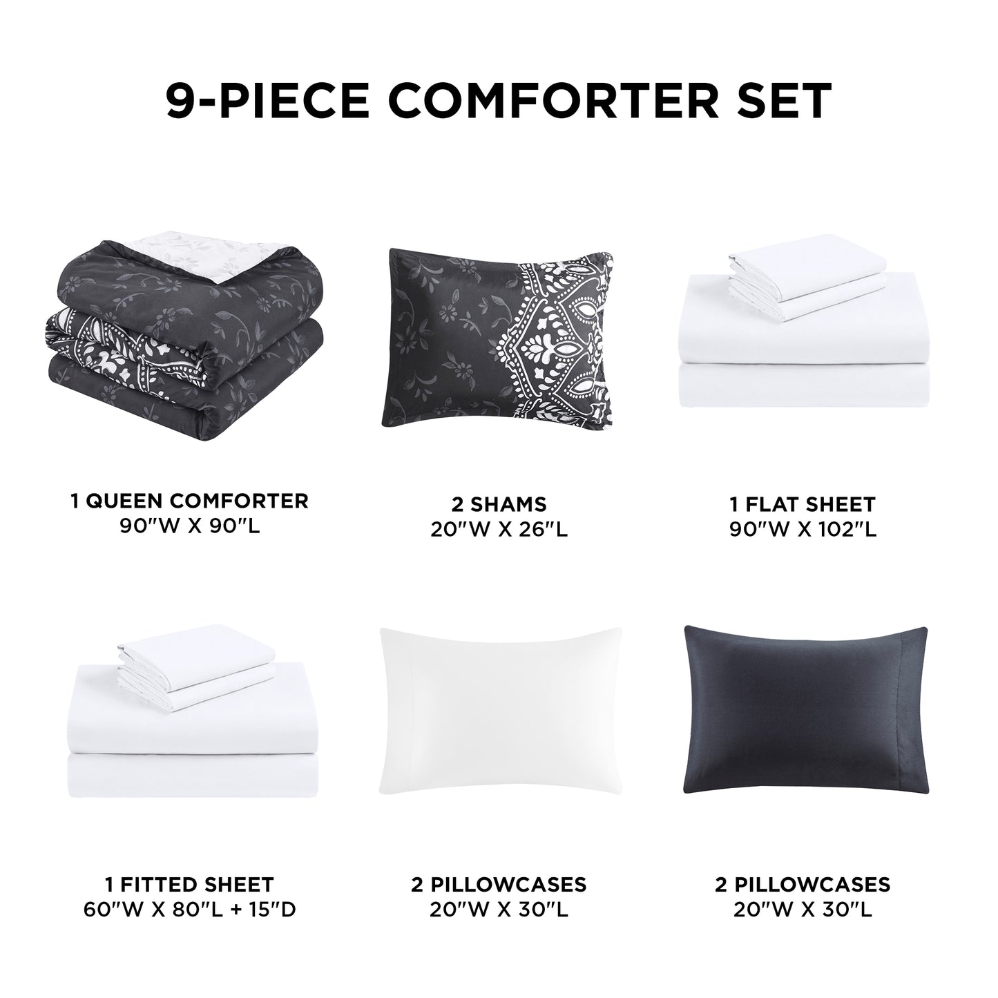 Comforter Set with Sheets and Side Pockets