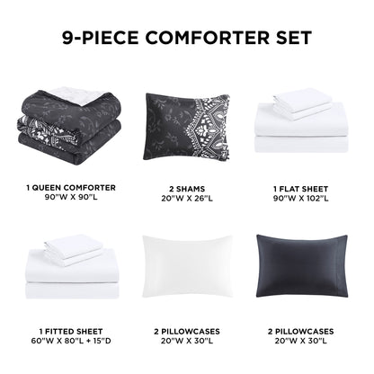 Comforter Set with Sheets and Side Pockets
