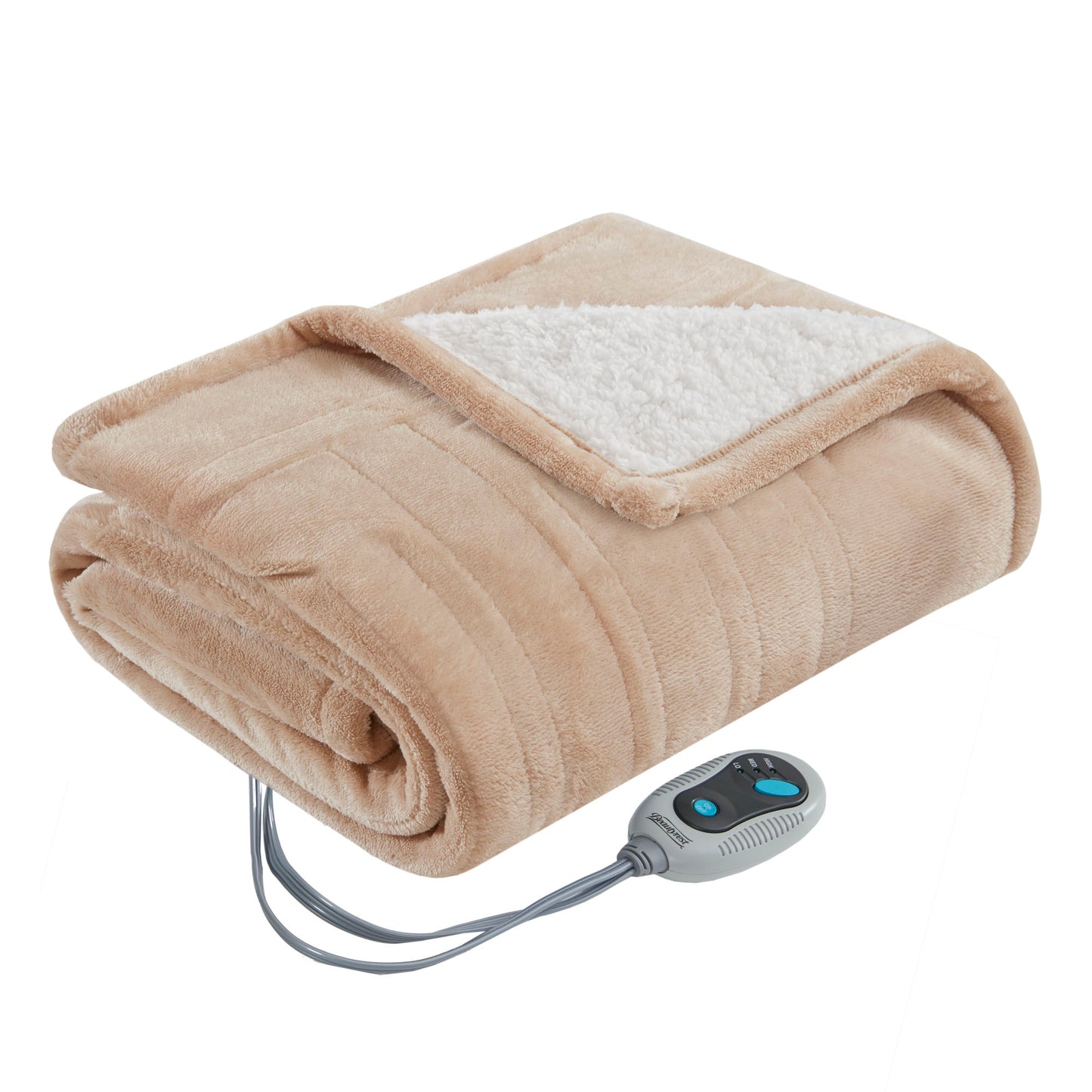 Beautyrest Soft Sherpa Fleece Electric Throw Heated Blanket Wrap with Auto Shutoff 50"x64"