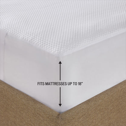 Heated Mattress Pad, Cool to Touch Fabric Electric Mattress Topper with Dual Zone Controllers, 5 Heat Settings & 10-Hour Auto Off Timer, White
