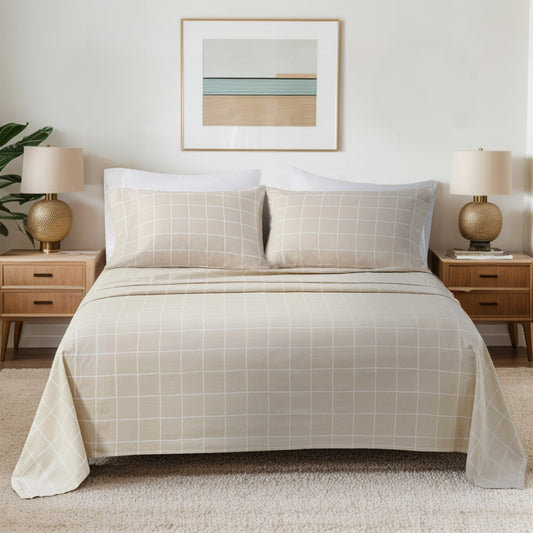 Sheet Set 100% Cotton Flannel Oversized Bed Sheets with Deep Pocket