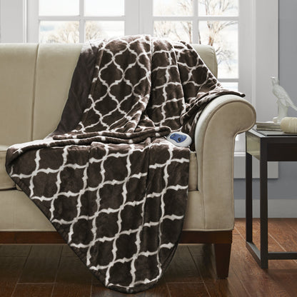 Heated Oversized Electric Throw Blanket, Brown