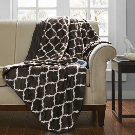 Heated Oversized Electric Throw Blanket, Brown