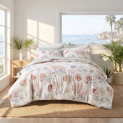 Coastal Comforter Set with Sheets, Beach Themed Bed in a Bag for College Dorm Room