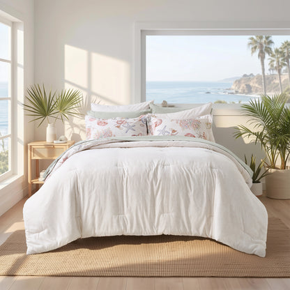 Coastal Comforter Set with Sheets, Beach Themed Bed in a Bag for College Dorm Room