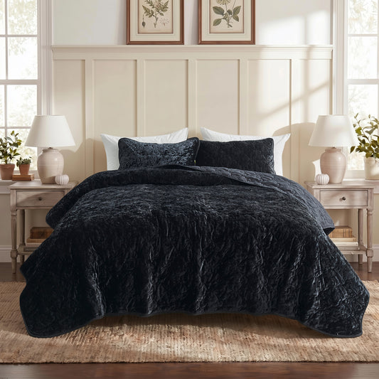 Velvet All-Season Reversible Bedding Quilt Set