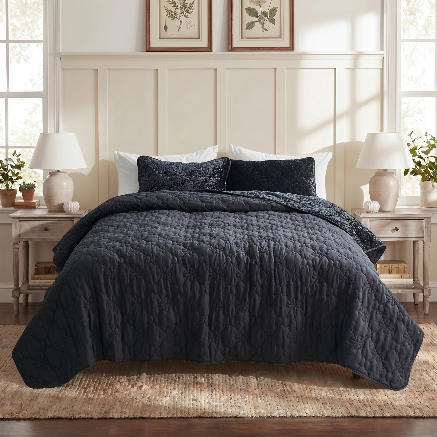 Velvet All-Season Reversible Bedding Quilt Set