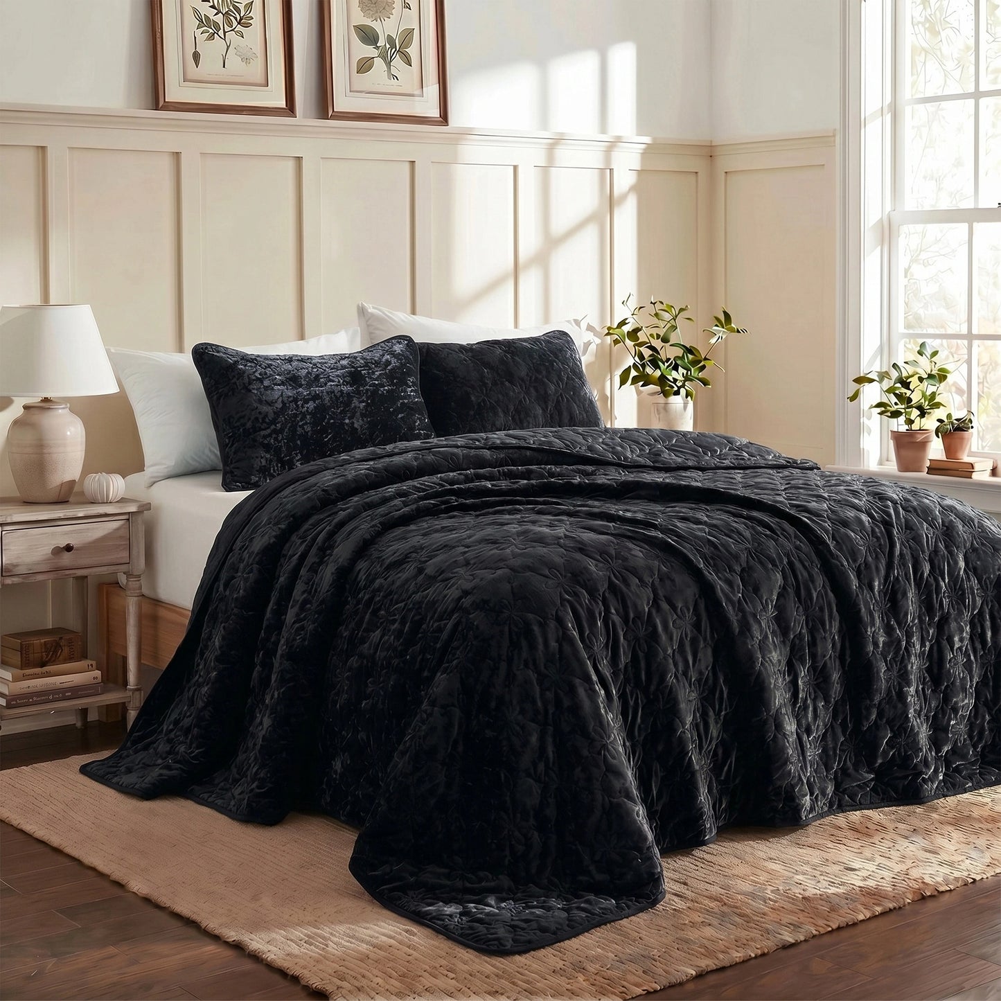 Velvet All-Season Reversible Bedding Quilt Set