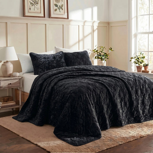 Velvet All-Season Reversible Bedding Quilt Set