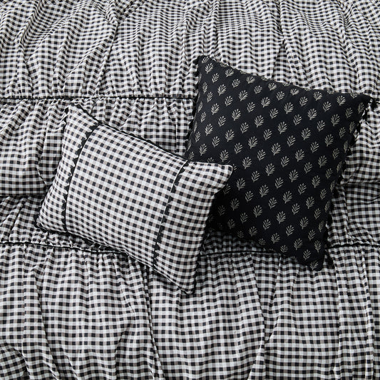 Plaid Ruched All Season Comforter Set with Decorative Pillows