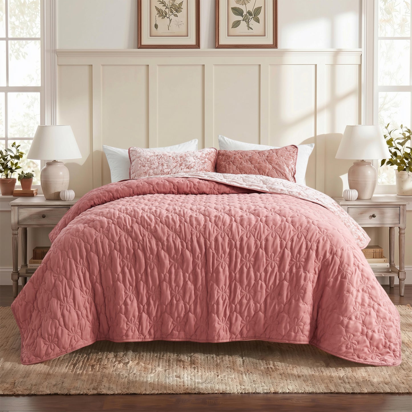 Velvet All-Season Reversible Bedding Quilt Set
