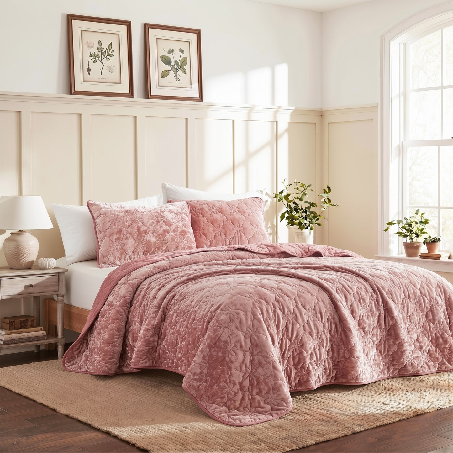 Velvet All-Season Reversible Bedding Quilt Set