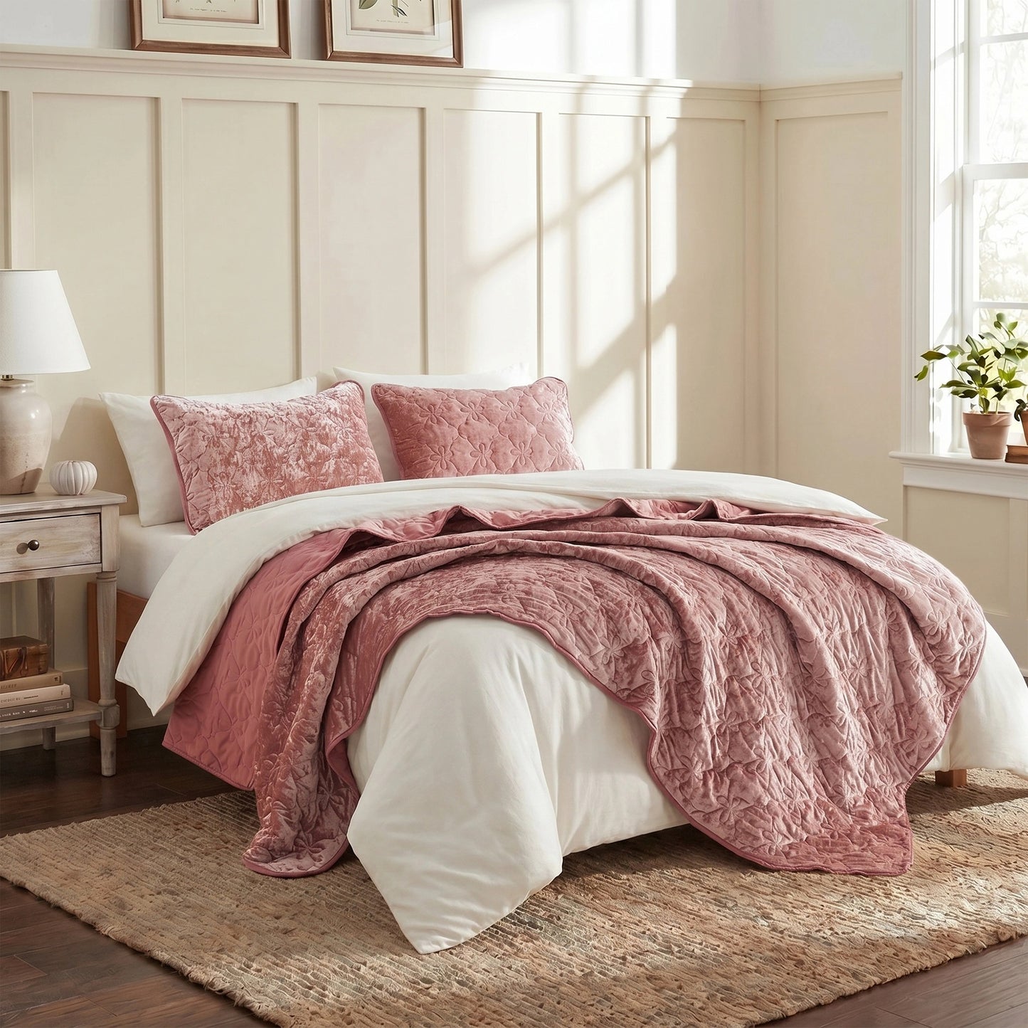 Velvet All-Season Reversible Bedding Quilt Set