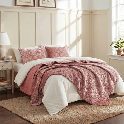 Velvet All-Season Reversible Bedding Quilt Set