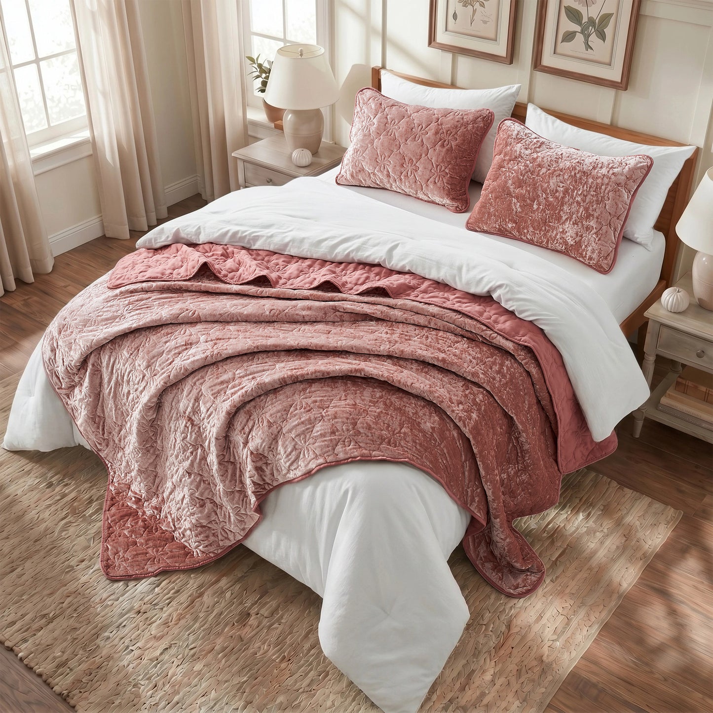Velvet All-Season Reversible Bedding Quilt Set