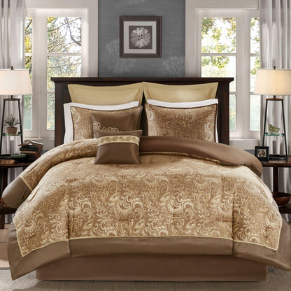Jacquard Comforter Set with Bedskirt and Decor Pillows