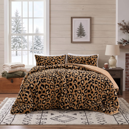 Zaria Luxe Serengeti Faux Fur Reversible Velvet Comforter Set
