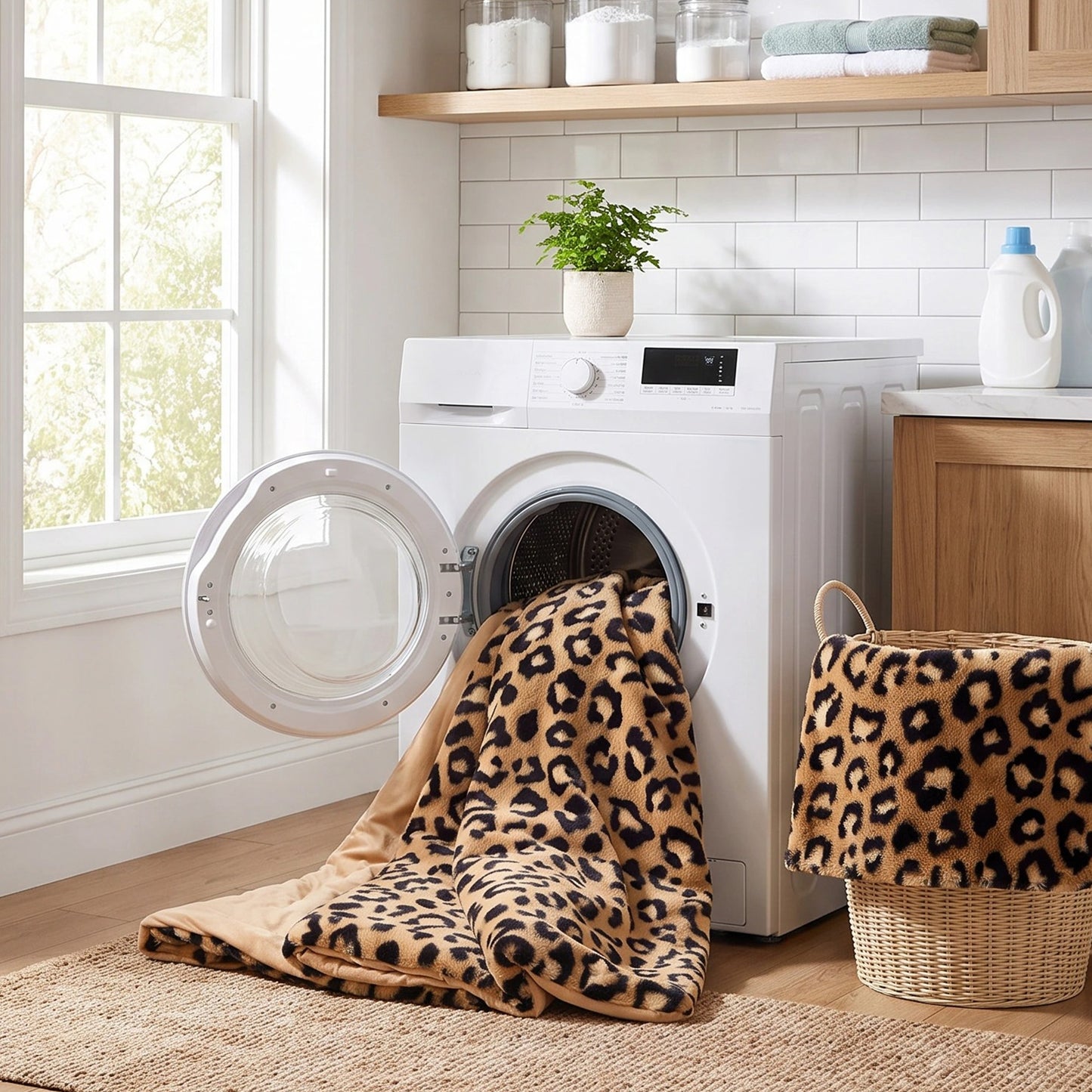 Faux Fur Reversible Bedding Set, Printed Serengeti Fur & Velvet Comforter Set with Comforter & Sham