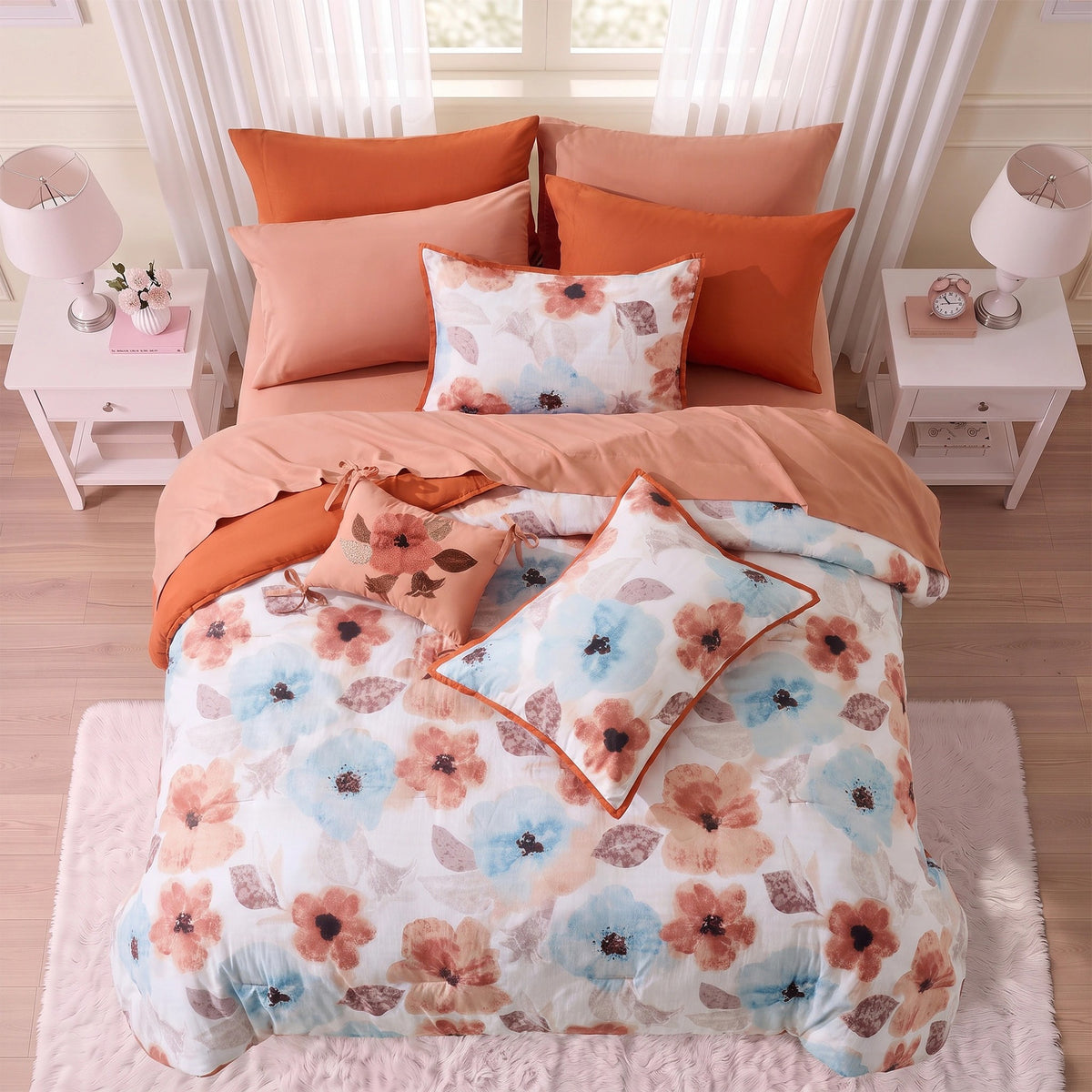 Tatum Reversible Floral Comforter Set with Sheets