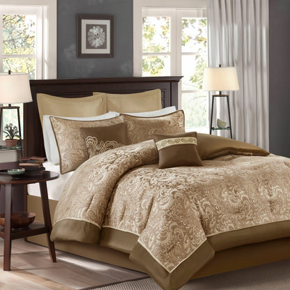 Jacquard Comforter Set with Bedskirt and Decor Pillows