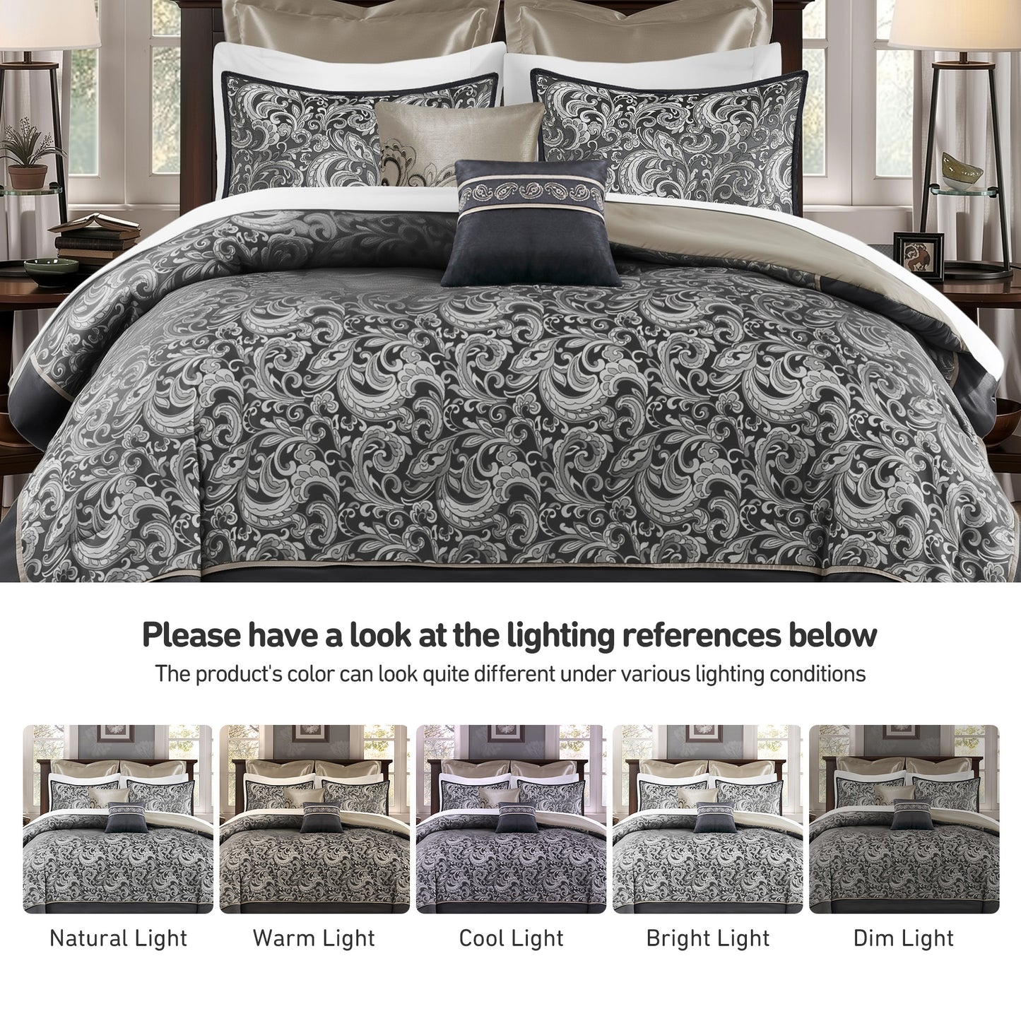 Jacquard Comforter Set with Bedskirt and Decor Pillows