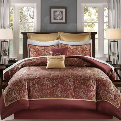 Jacquard Comforter Set with Bedskirt and Decor Pillows