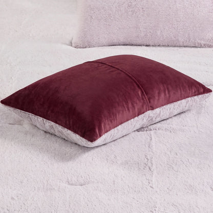 Faux Fur Reversible Bedding Set, Printed Serengeti Fur & Velvet Comforter Set with Comforter & Sham