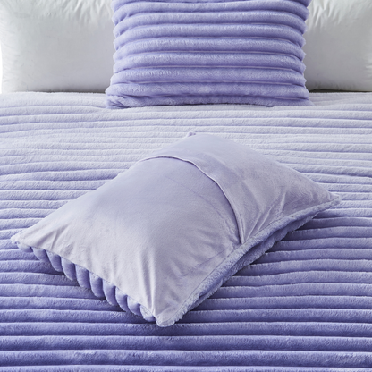 Fluffy Ribbed Plush Comforter Set, Cuddly Bedding Set with Comforter and Shams