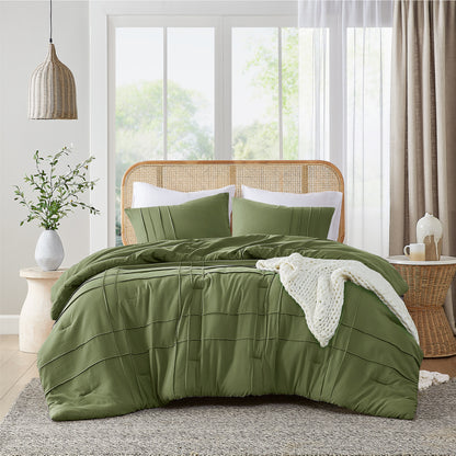 Soft Washed Pleated Comforter Set