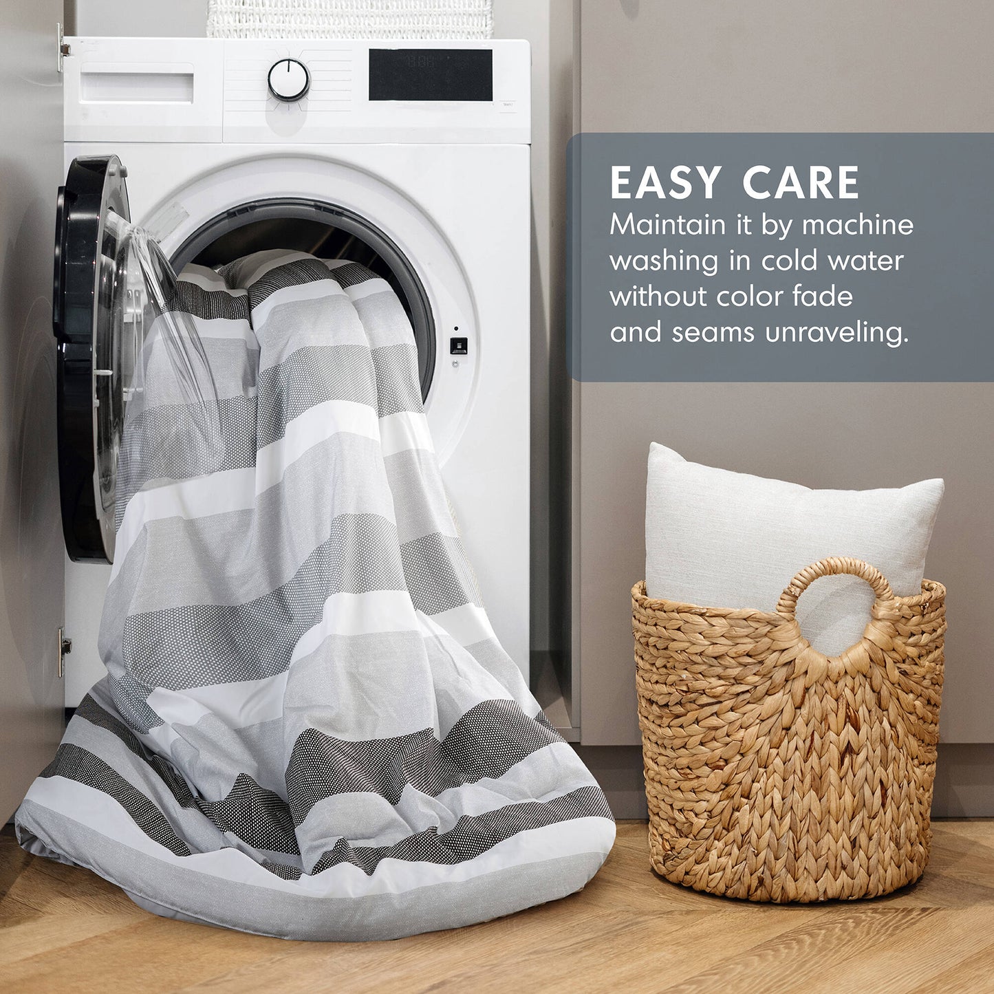 Reversible Striped Comforter Set for Dorm Bedding, Lightweight All Season Comforter Bed Set