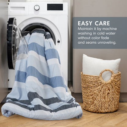 Reversible Striped Comforter Set for Dorm Bedding, Lightweight All Season Comforter Bed Set