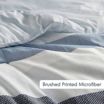 Reversible Striped Comforter Set for Dorm Bedding, Lightweight All Season Comforter Bed Set