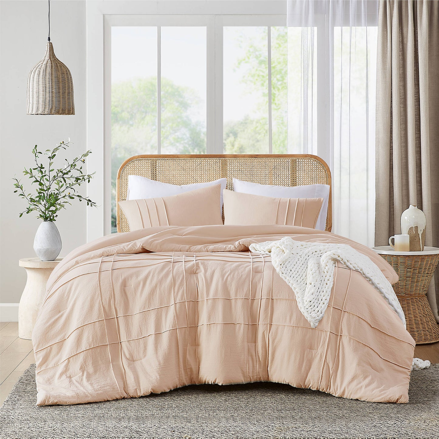 Soft Washed Pleated Comforter Set