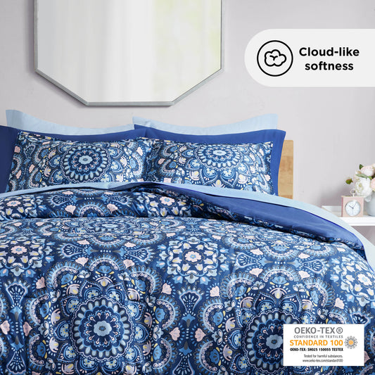 Medallion pattern comforter with Sheet Set