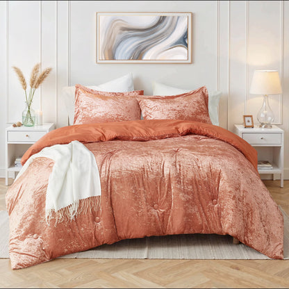 Crushed Velvet Comforter Set, Round Quilting