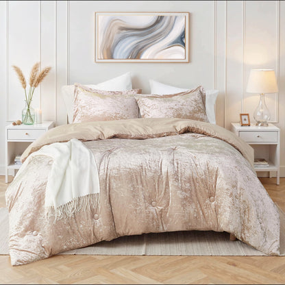 Crushed Velvet Comforter Set, Round Quilting