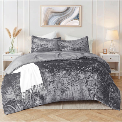 Crushed Velvet Comforter Set, Round Quilting