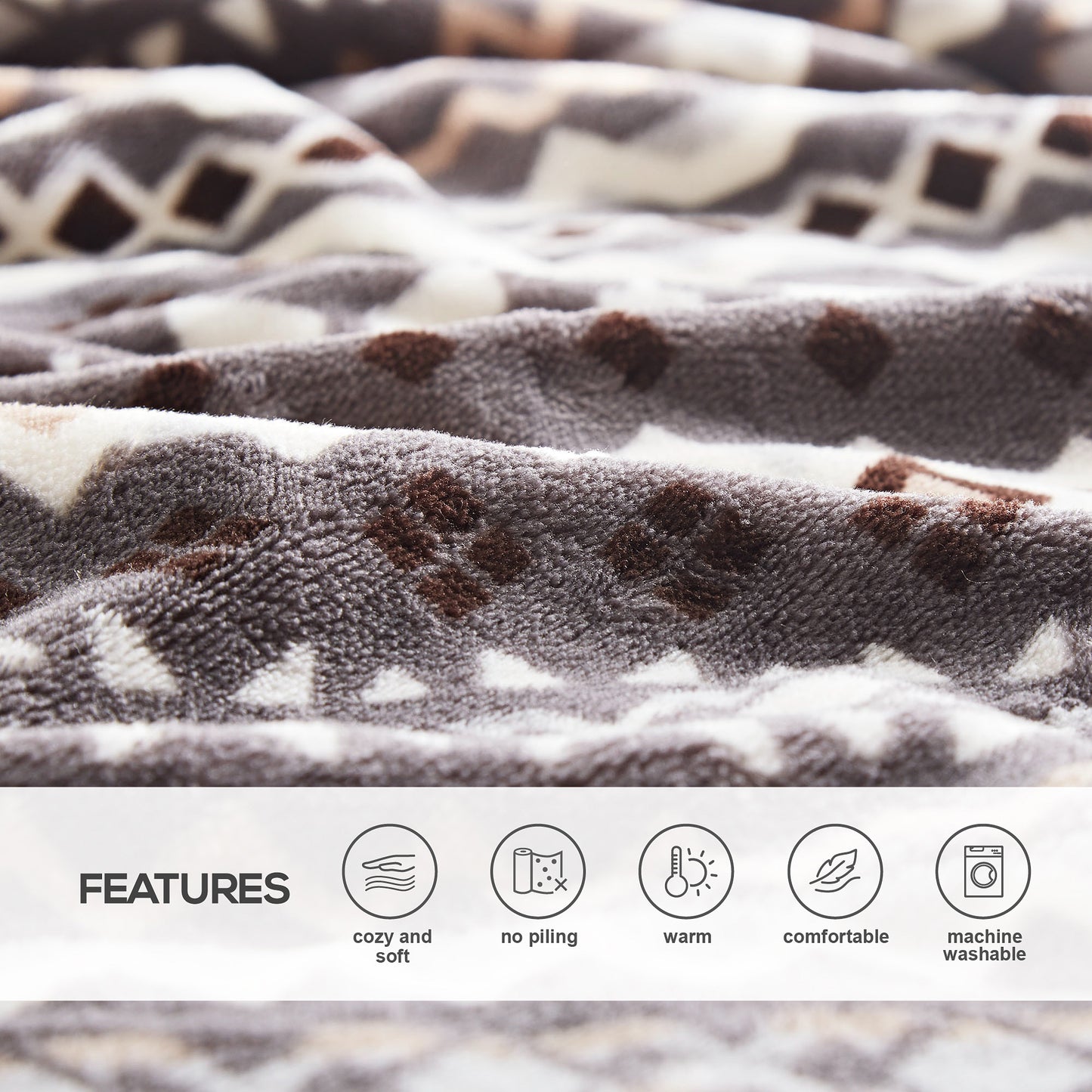 Throw Reversible Bedding Blanket Fleece Cozy Soft