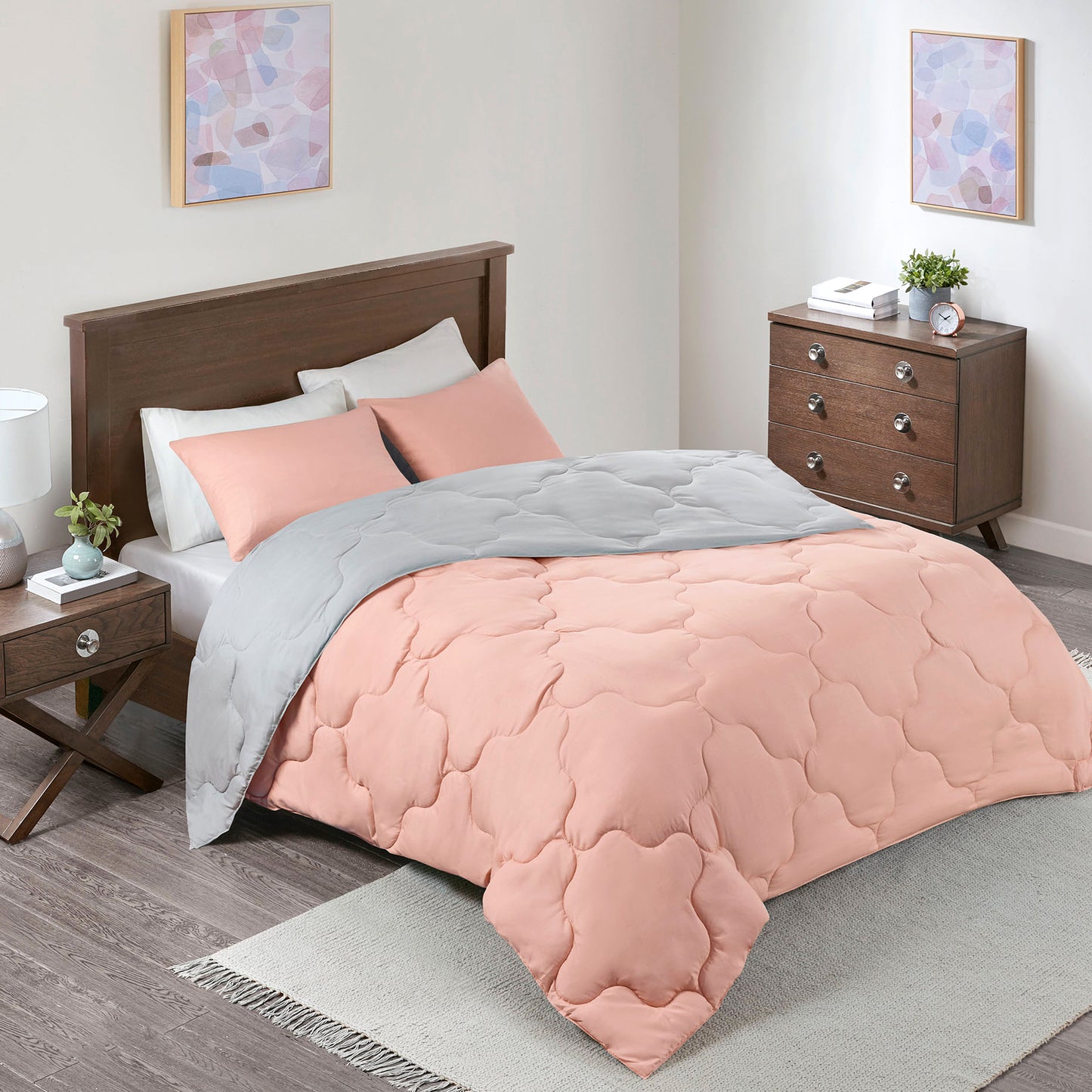 Vixie Reversible Comforter Set - Trendy Casual Geometric Quilted Cover