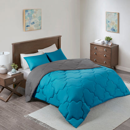 Vixie Reversible Comforter Set - Trendy Casual Geometric Quilted Cover