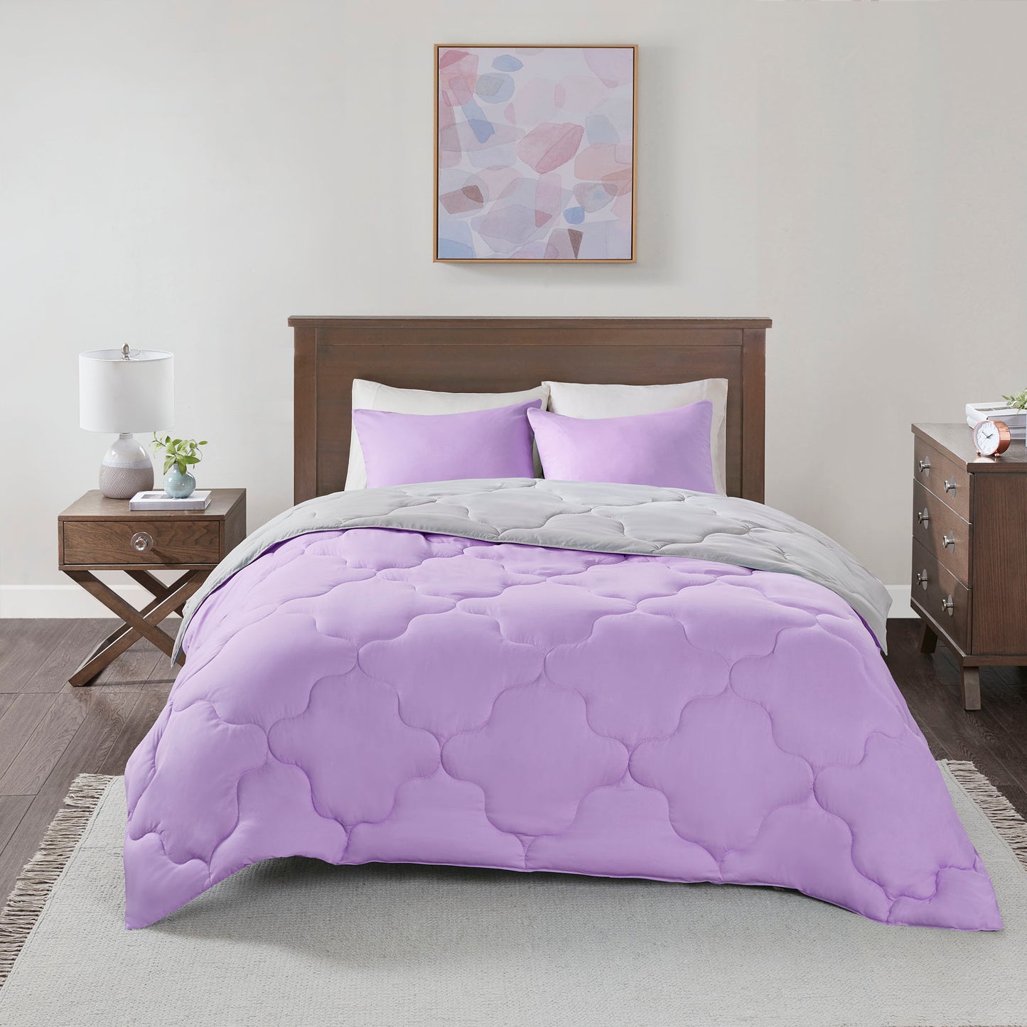Vixie Reversible Comforter Set - Trendy Casual Geometric Quilted Cover