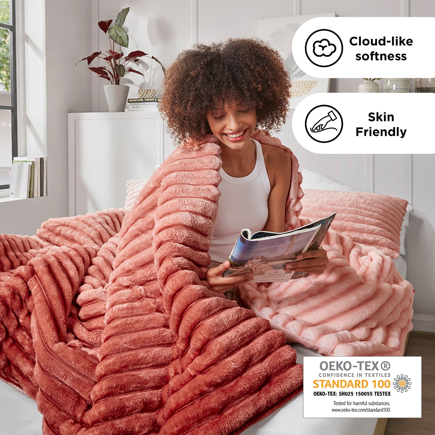 Fluffy Ribbed Plush Comforter Set