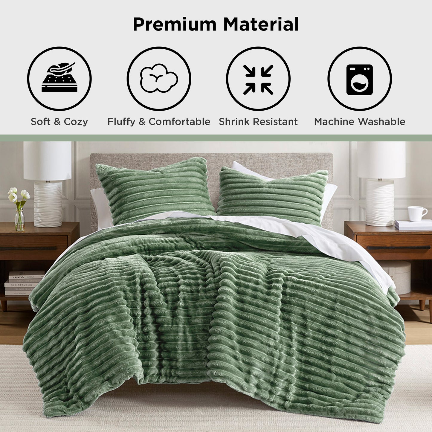 Fluffy Ribbed Plush Comforter Set