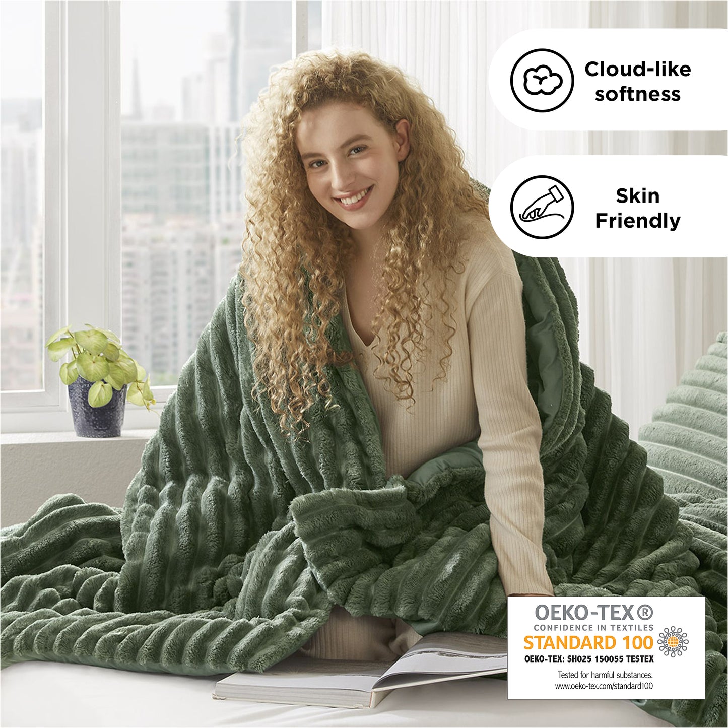 Fluffy Ribbed Plush Comforter Set