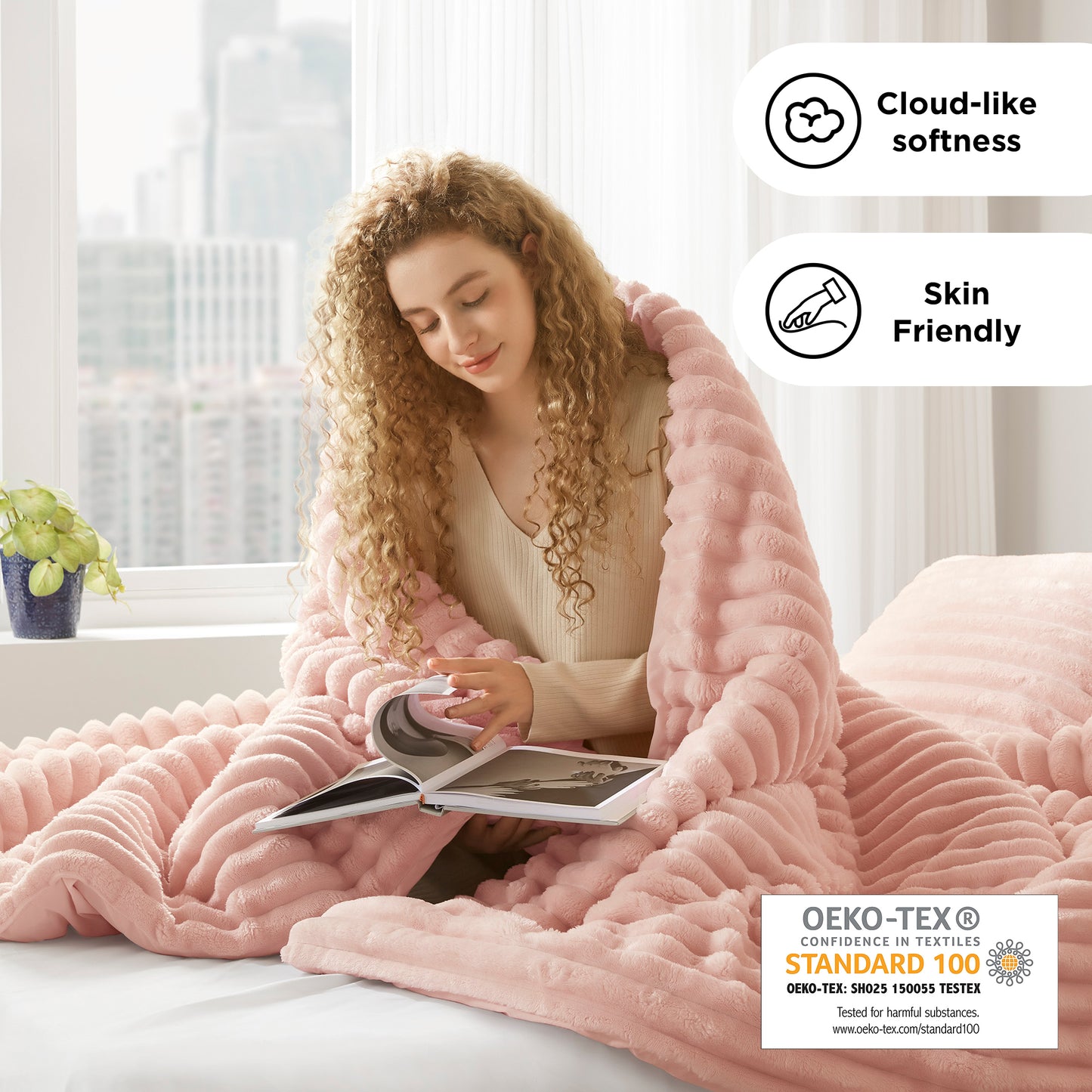 Fluffy Ribbed Plush Comforter Set
